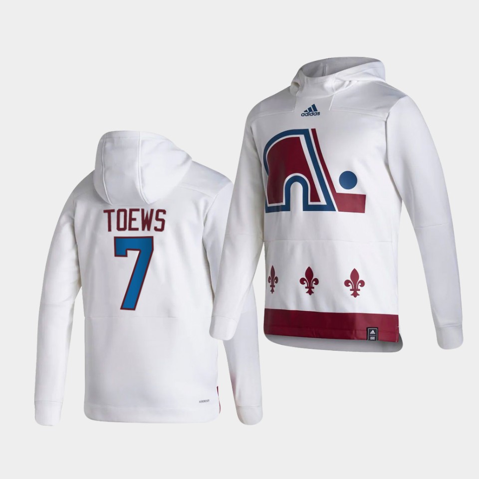Men Colorado Avalanche #7 Toews White NHL 2021 Adidas Pullover Hoodie Jersey->colorado avalanche->NHL Jersey